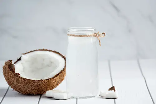coconut water in a glass jar