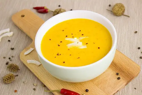 pumpkin soup made with coconut milk